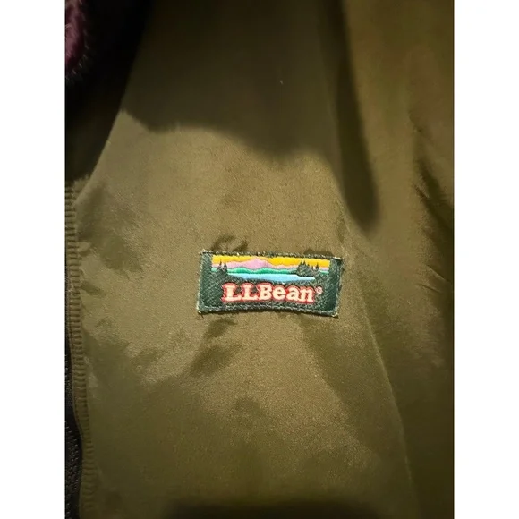 L.L.Bean Vintage 1992 Warm-Up Bomber Jacket Coat Mens Large Olive Green Purple